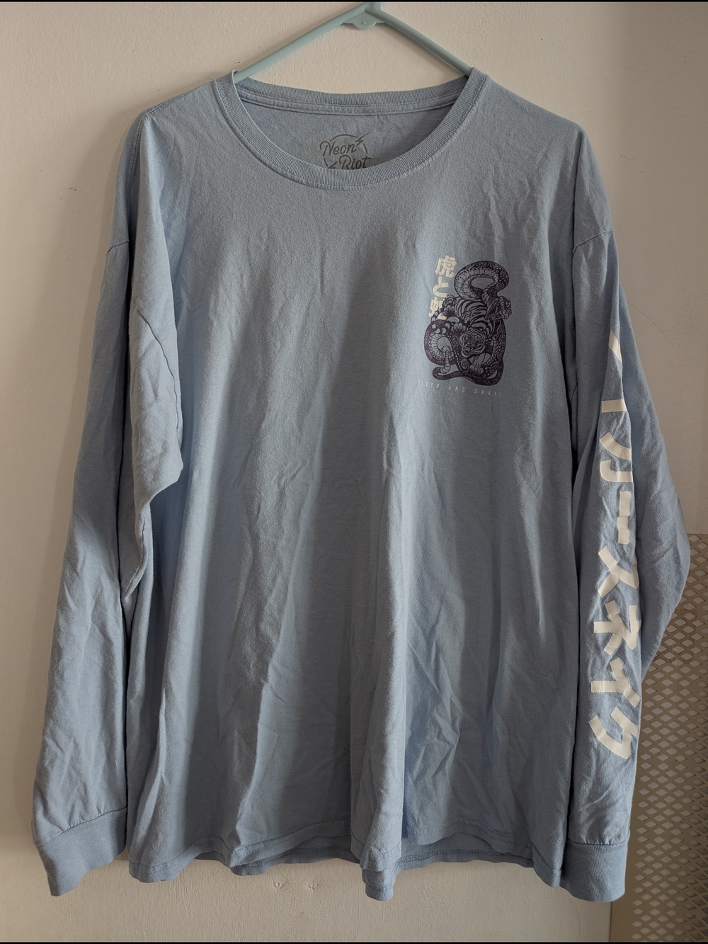 Japanese Long-Sleeve Tiger Snake Graphic Tee
